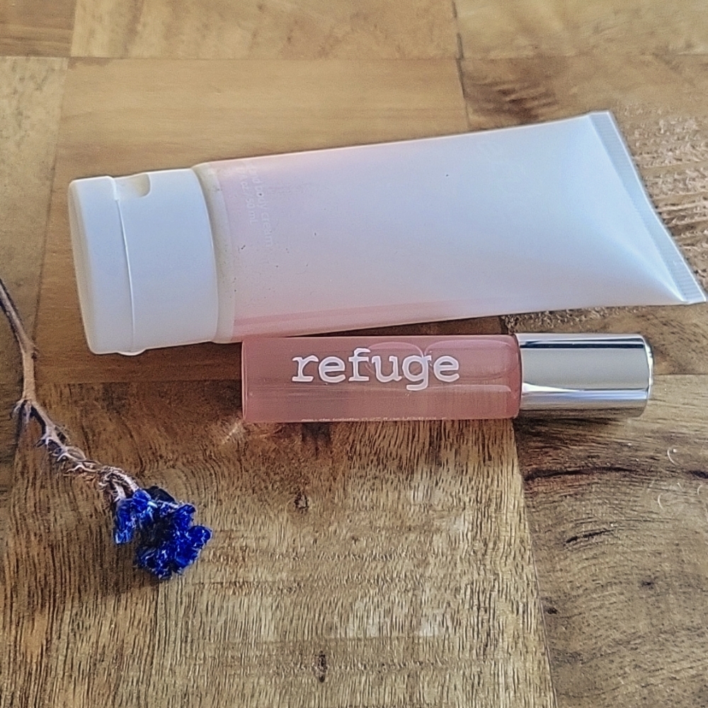 Refuge perfume rollerball and hand / body cream
